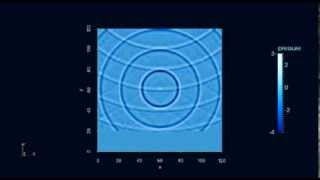 Simulation of inhomogeneous acoustic wave equation with absorbing boundary conditions (free on top)