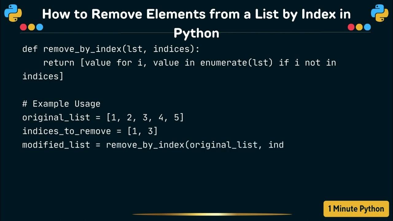 How to Remove Elements from a List by Index in Python - YouTube