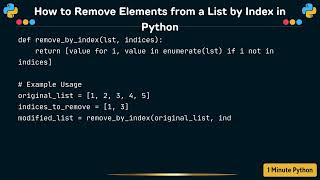 How to Remove Elements from a List by Index in Python