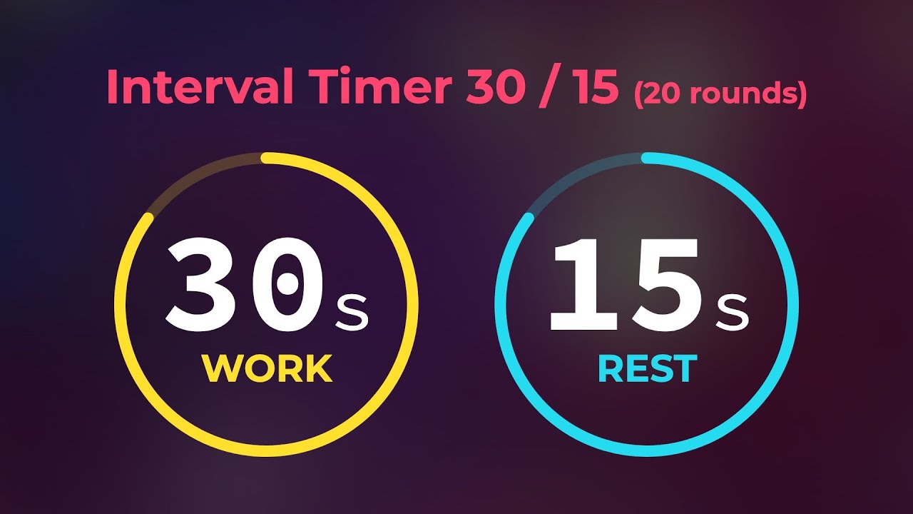 30/15 Interval Timer | 30s with 15s rest (20 Rounds) | Workout Timer No Music