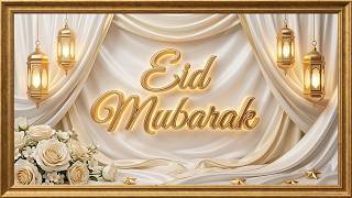 Eid Mubarak 4K Frame TV Art | Elegant White Roses & Golden Satin 🌙✨ ديكور عيد فاخر وورود بيضاء screenshot 4