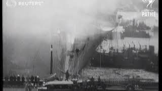 SS Normandie on fire (1942)