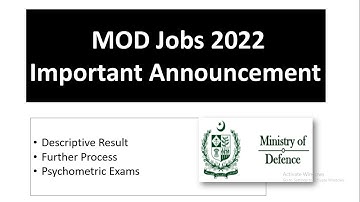 important update regarding mod jobs 2022 | mod Psychometric exam | result | www.recruitments.com.pk