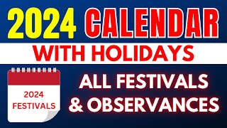 2024 Calendar With Holidays, Festivals, Events, Observances | List of All USA Holidays in 2024