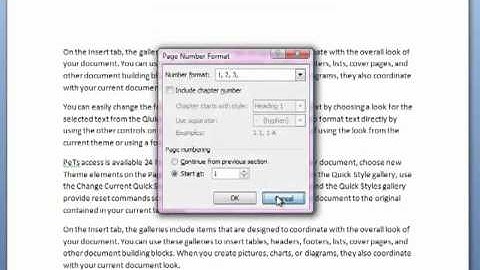 How to insert Page Numbers in Word 2007