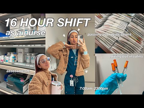 A DAY IN THE LIFE AS A NURSE // 16 hour shift, administering medications, injections, & more!