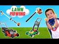 Lawn mowers for kids  weed eater  leaf blower  yardwork for kids  fun pretend play for toddlers