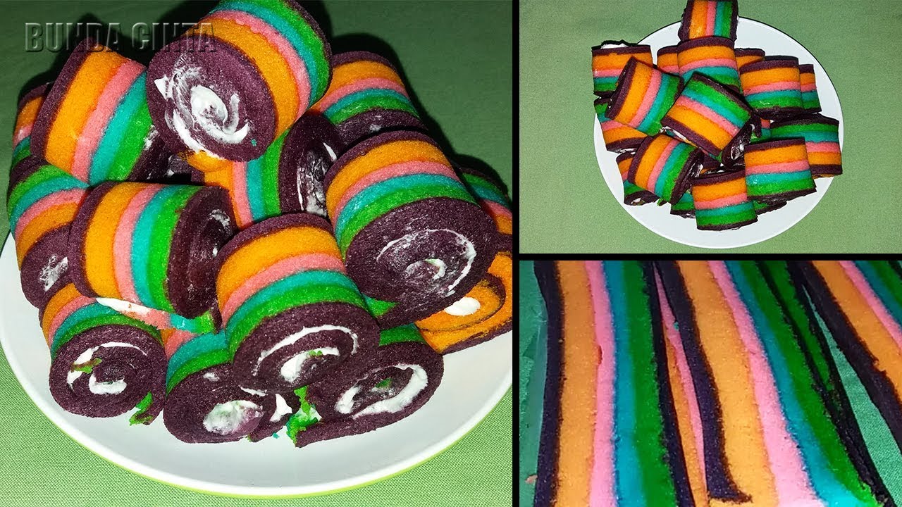 Rainbow Roll Cake | Bolu Gulung Mini Pelangi - Youtube Rainbow Roll Cake | Bolu Gulung Mini Pelangi - Youtube