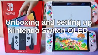 Unboxing, setting up and customizing Nintendo Switch OLED | Transfer Animal Crossing save file