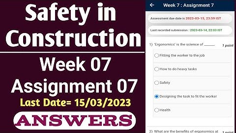 SAFETY IN CONSTUCTION || NPTEL || ASSIGNMENT ANSWER WEEK-7 || 2023 ‎‎@SHASHIKANTCIVILENGG  