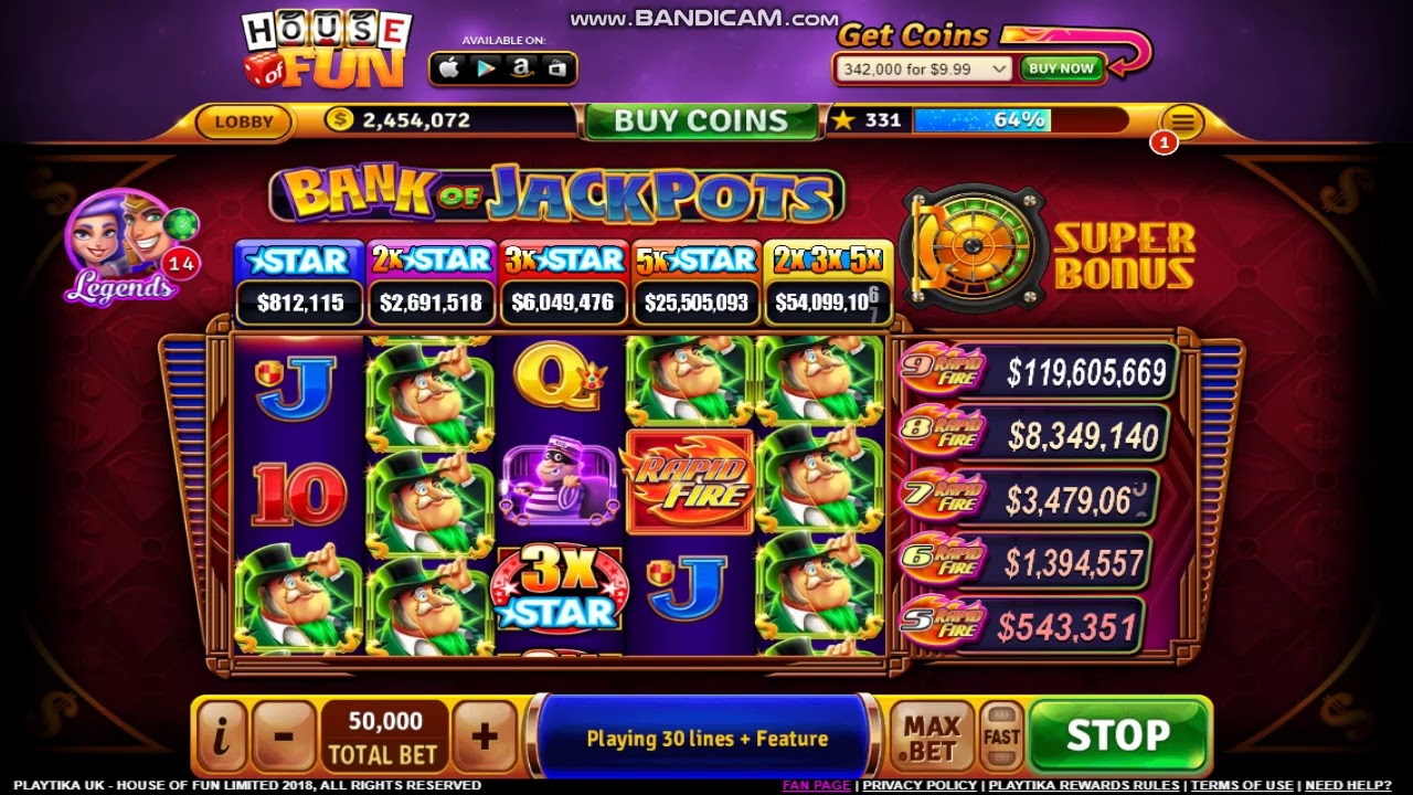 Playing House Of Fun Slots Bank Of Jackpots 1 Youtube