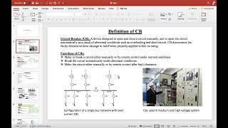 Power System: Lecture 8 - Circuit Breaker(CB)