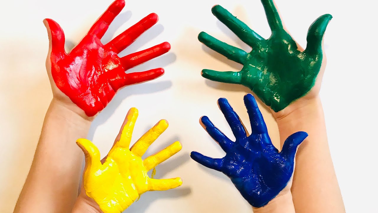 All hands the colours high. Цветные руки. Разноцветные руки детей. Краски изучаем для детей. Весёлое обучение «Учим цвета».