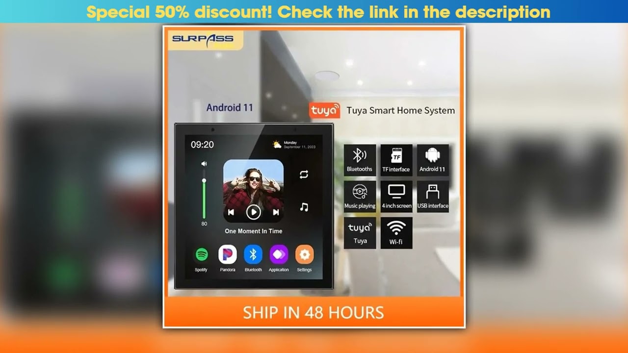 Smart Home Wall Amplifier Android 11 System 8ohm 4 Inch Tuya WiFi Amplificador Alexa Remote