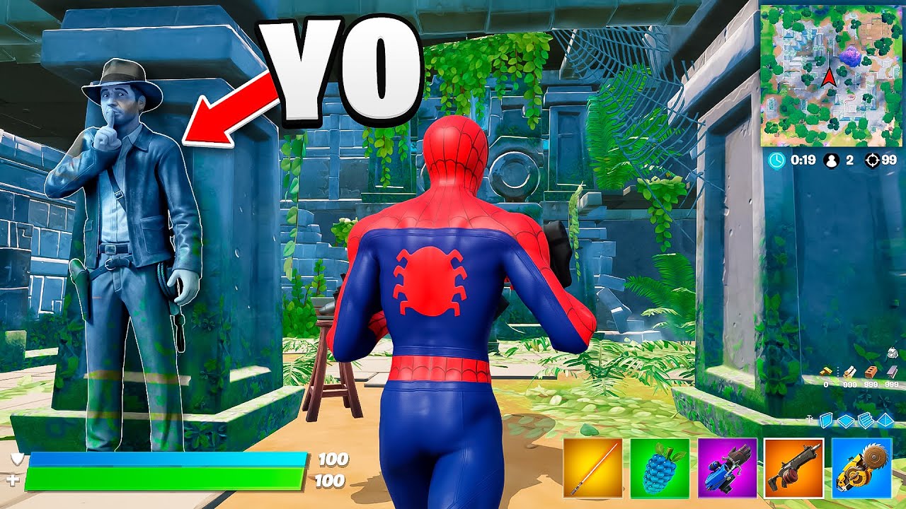 Hago TRAMPA en ESCONDITE de INDIANA JONES en Fortnite...