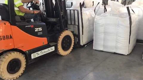 RollerForks FIBC onto floor