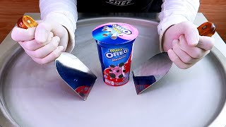 Mini OREO ice cream rolls street food ASMR - ايس كريم رول اوريو ميني