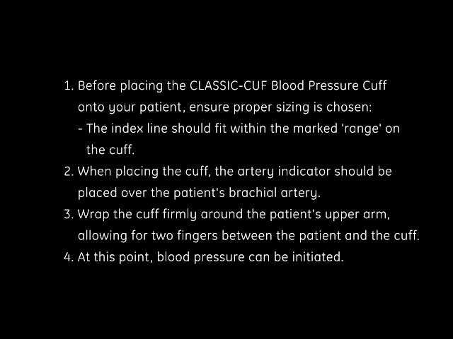 Watch Proper placement of the disposable CLASSIC-CUF blood pressure cuff on YouTube.