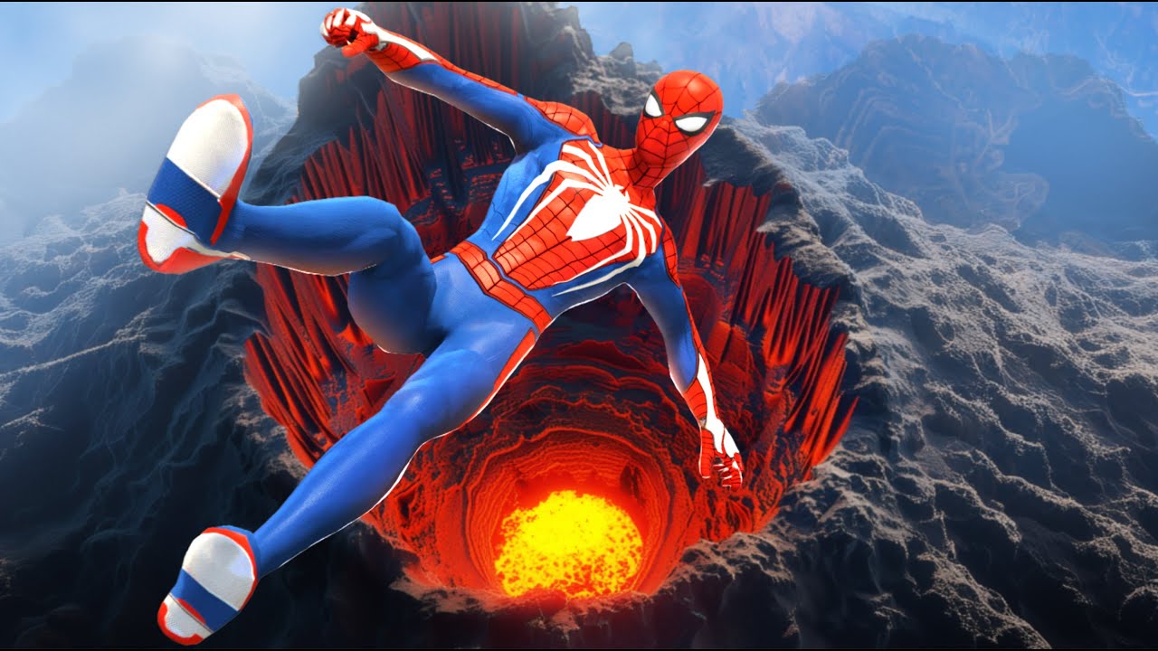 SPIDERMAN CRAZY VOLCANO RAGDOLLING/FALLING in GTA 5