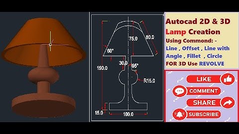 How to make 2D & 3D lamp in AutoCAD| Lamp Design in AutoCAD 2024 Classes #autocad #civilengineer