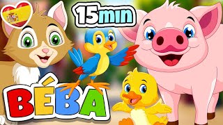 Sonidos de animales | Canciones con sonidos de animales para niños | 15 min | BÉBA by BÉBA - Canciones infantiles en español 47,437 views 3 months ago 15 minutes