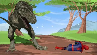 حدوتة الديناصور المرعب مع الخرفان الصغيرين وانتقام سبايدرمان من الديناصور | حواديت للأطفال