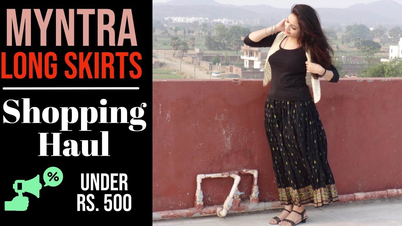 Myntra ethnic skirts haul under ₹500 Long skirts Sangria, Globus