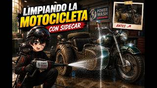 Limpiando la motocicleta sidecar | Powerwash Simulator