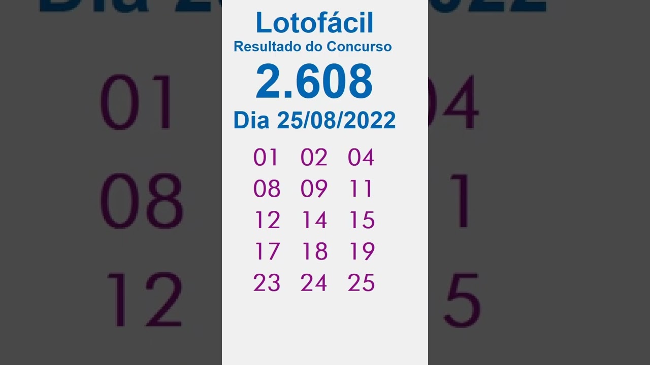 Resultado da Lotofácil 25/08/2022 Concurso 2608 de Hoje, Quinta-feira #shorts #lotofacil