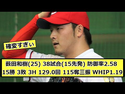 【確変】薮田和樹(25) 38試合(15先発) 防御率2.58 15勝 3敗 3H 129.0回 115奪三振 WHIP1.19【なんJ なんG反応】