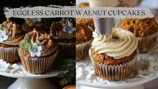 BEST EGGLESS CARROT WALNUT CUPCAKES | Simple Hand Mixed Recipe | Fall/Holiday Baking