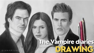 Sketching Ian Somerhalder, Nina Dobrev, and Paul Wesley from The Vampire Diaries