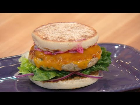 Turkey Cheeseburgers with Cranberry Creme Fraiche