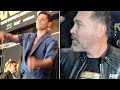 Oscar de la hoya looks seriously concerned as ryan garcia clowns around after missing weight v haney