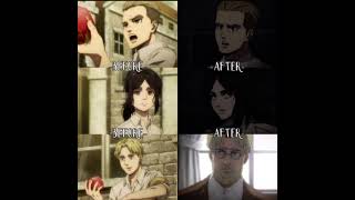 Hewzy Reviews Attack On Titan Characters Before And After