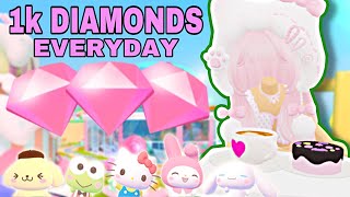 HOW TO GET 1K DIAMONDS EVERY DAY 💎 | Roblox My Hello Kitty Cafe | Melobnny