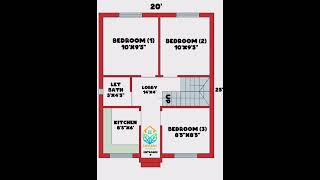 20X25 3Bhk 500 Sqft House Plan