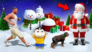 SHINCHAN AND FRANKLIN CELEBRATED MEGA CHRISTMAS WITH SANTA CLAUS AND GOT GIFTS IN GTA 5