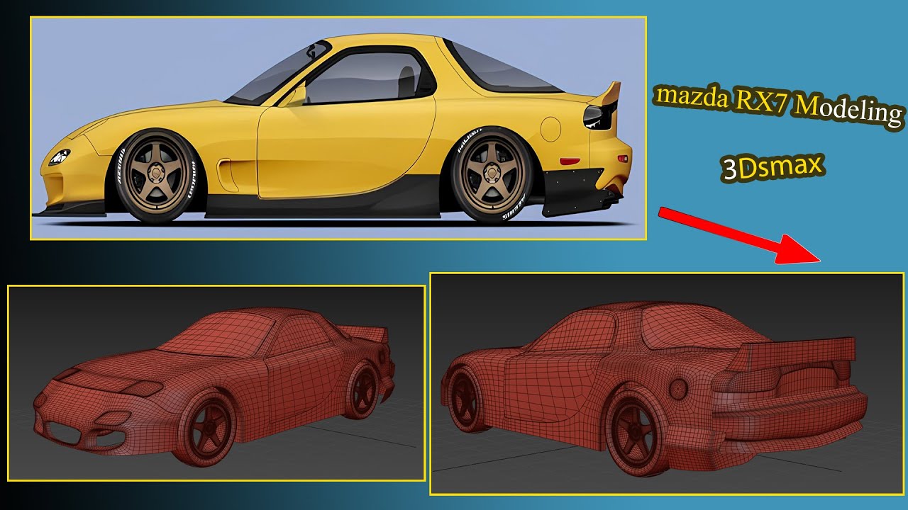 mazda rx 7 modeling in 3dsmax