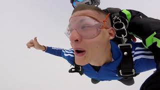 Adam's first tandem jump with Tamás Győri