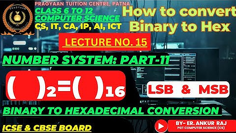 BINARY TO HEXADECIMAL CONVERSION |CBSE-ICSE-CLASS 6-12-CS-IT-CA-AI-IP-ICT|DIGITAL ELECTRONIC|LSB-MSB