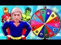 슈퍼히어로 강이 돌림판으로 슈퍼맨 아이언맨 변신 놀이 Superhero Wheel Costume