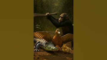 Brave Chimp Saves Ducklings from Crocodile Attack 🐒🦆🐊