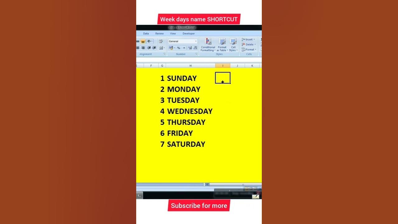 shorts-week-days-name-shortcut-excel-tips-and-tricks-youtube