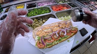 Subway POV Working Lunch and Slicing Meats