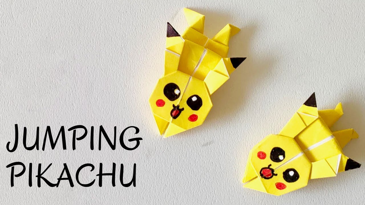 Origami Jumping Pikachu Pokemon ピカチュウ ポケモン おりがみ Made Of A Piece Of Paper Origami House おりがみハウス 折り紙モンスター