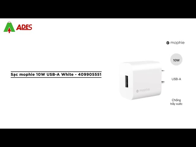 Sạc mophie 10W USB-A White - 409905551