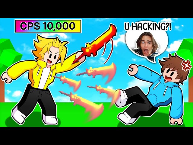 I TROLLED My LITTLE SISTER Using An OP AUTOCLICKER.. (Roblox Bedwars) 