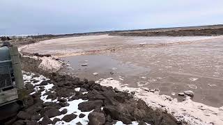 Frigid tidal bore on the Petitcodiac River @ Moncton NB. Canada. January 13, 2024