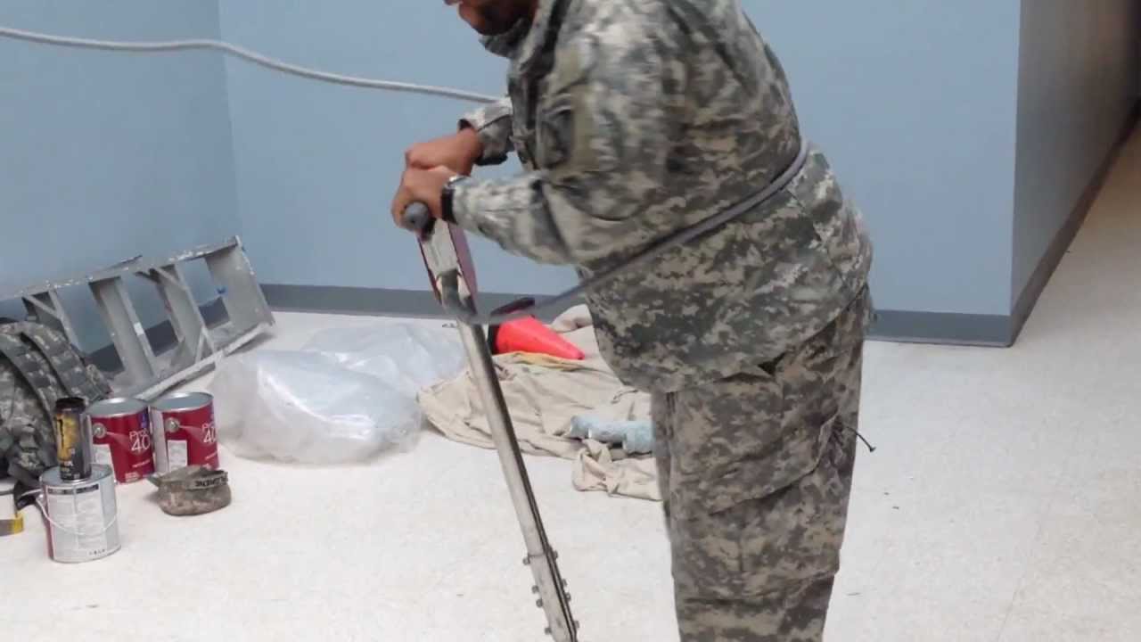 buffing floors, army style - YouTube